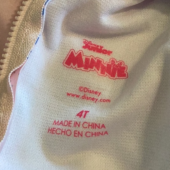 Disney Minnie Mouse pink sparkly floral long sleeve ruffled one piece swimsuit - Picture 8 of 16